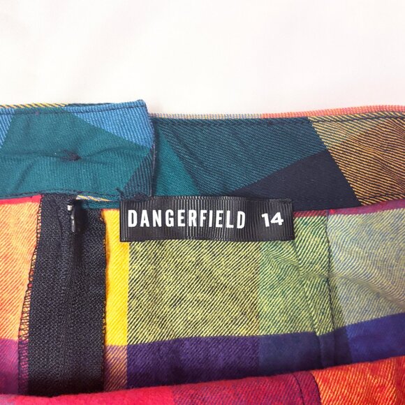 Dangerfield rainbow plaid mini skirt with front pockets size US10 - Picture 2 of 6